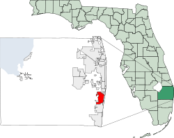 Map of Florida highlighting Boynton Beach